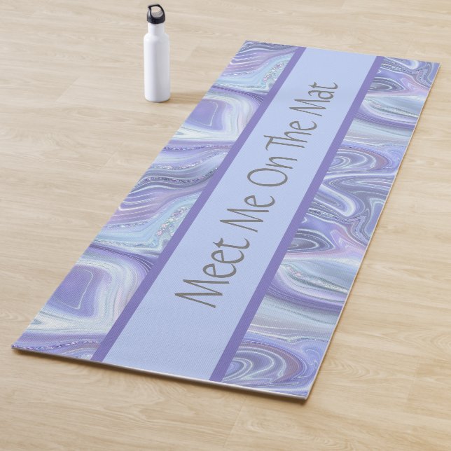 Tapis De Yoga Personnaliser Blue Purple Argent Agate Swirl (En situation)
