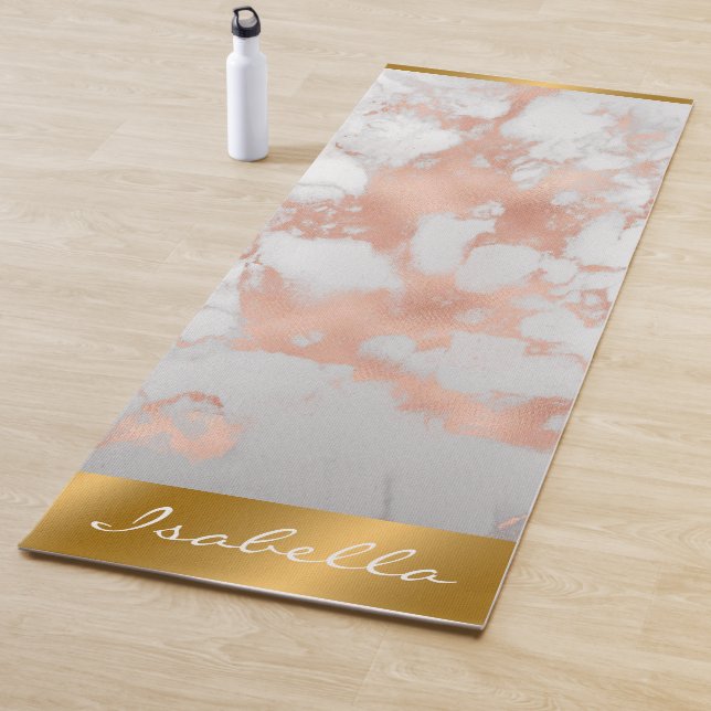 Tapis De Yoga Personnaliser de luxe en marbre blanc rose Parties (En situation)