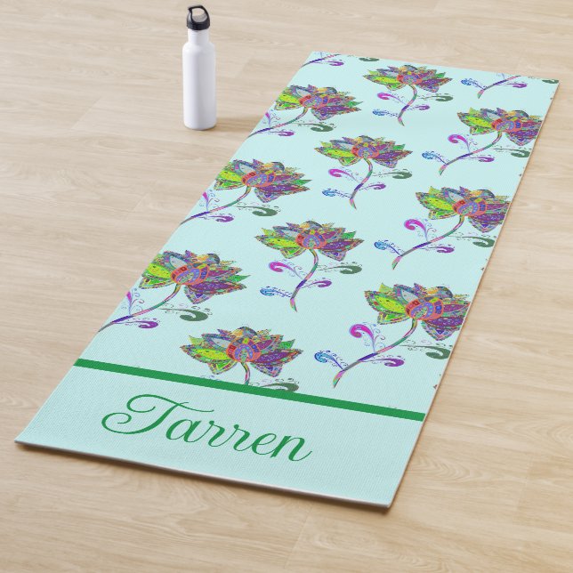 Tapis De Yoga Personnaliser les fleurs de lotus colorées (En situation)