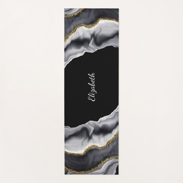 Tapis De Yoga Personnaliser Marble Black Gold (Devant)