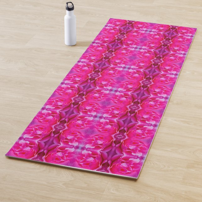 Tapis De Yoga Pétales de rose rose vif M modèle floral (En situation)