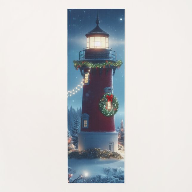 Tapis De Yoga Phare de Noël nautique (Devant)
