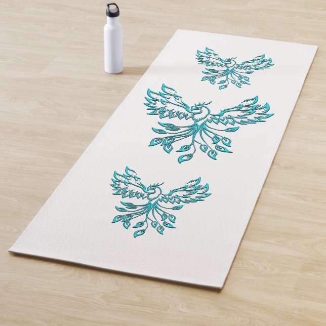 Tapis De Yoga Phoenix Bleu se lève sur fond Blanc (En situation)