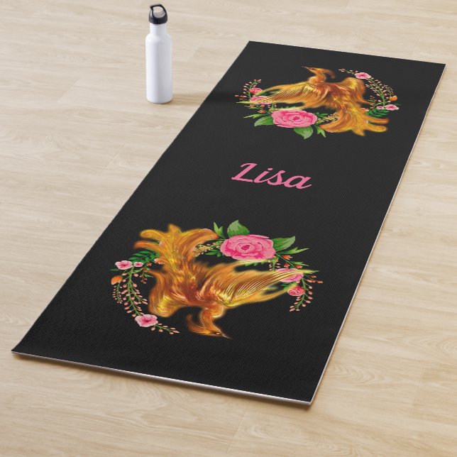 Tapis De Yoga Phoenix Floral Se Lève De L'Imaginaire Des Cendres (En situation)