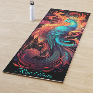 Tapis De Yoga Phoenix Orange Black Turquoise Bold