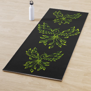 Tapis De Yoga Phoenix vert se lève sur le noir