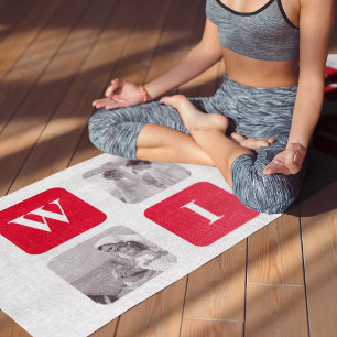 Tapis De Yoga Photo Collage Moderne & Cadeau Rouge Pour Lovely W