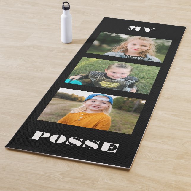 Tapis De Yoga Photo Collage Personnalisé Black My Posse (En situation)
