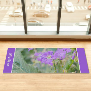 Tapis De Yoga Photo de fleur sauvage de géranium pourpre avec no
