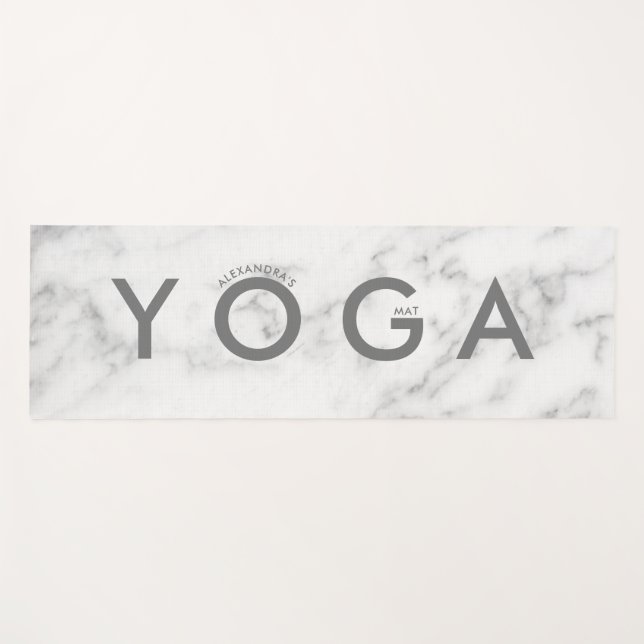 Tapis De Yoga Pierre de marbre blanc Faux (Devant (Horizontal))