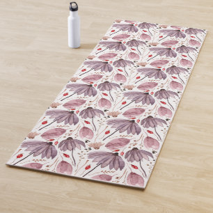 Tapis De Yoga Pink And Purple Flowers Floral Pattern Yogamat