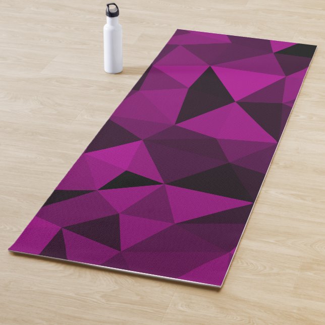 Tapis De Yoga Pink black geometric mesh pattern (En situation)