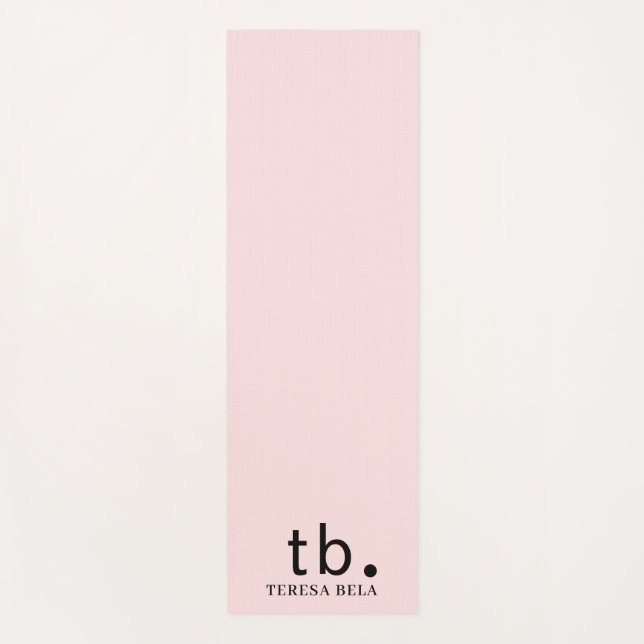 Tapis De Yoga Pink Elegant Feminine Minimal Monogram Style (Devant)