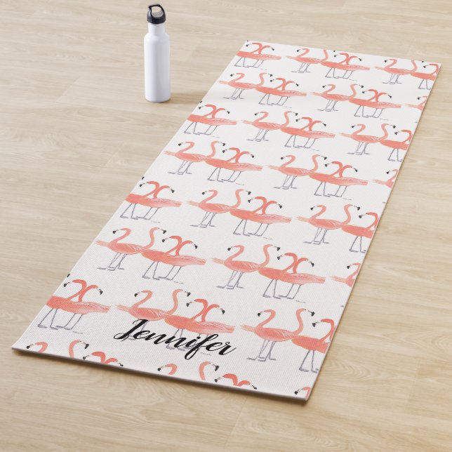 Tapis De Yoga Pink flamingo Pâtes tropicales aquarelle pastel (En situation)