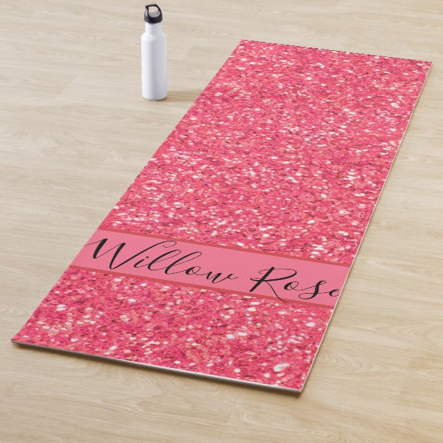 Tapis De Yoga Pink fun pétillant parties scintillant motif, cade (En situation)