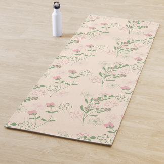 Tapis De Yoga Pink Green Retro Y2K les années 70 Fleur Motif