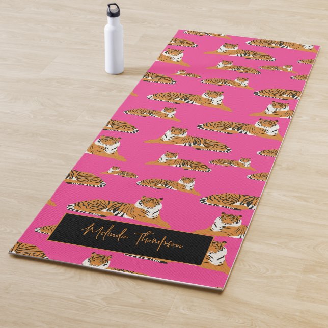 Tapis De Yoga Pink Orange Jungle Safari Tiger Animal Fitness (En situation)