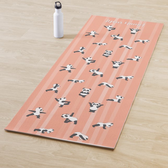 Tapis De Yoga Pink Panda Yoga Mat Custom Name Same on Both Sides (En situation)
