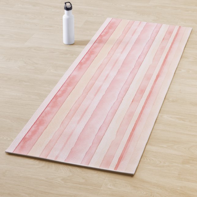 Tapis De Yoga Pink Peach Blush Stripes (En situation)