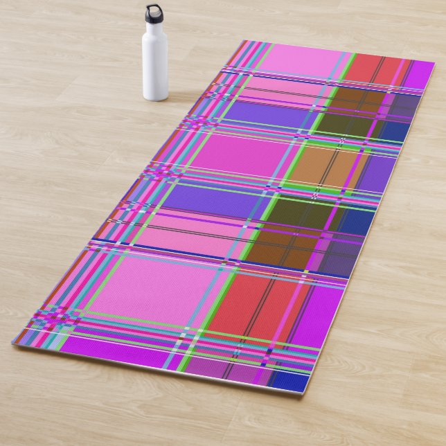 Tapis De Yoga Pink tartan Fabric Pattern Cloth Madras (En situation)