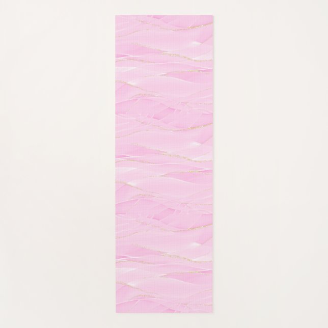 Tapis De Yoga Pink White Gold Marble Calming Mindfulness (Devant)