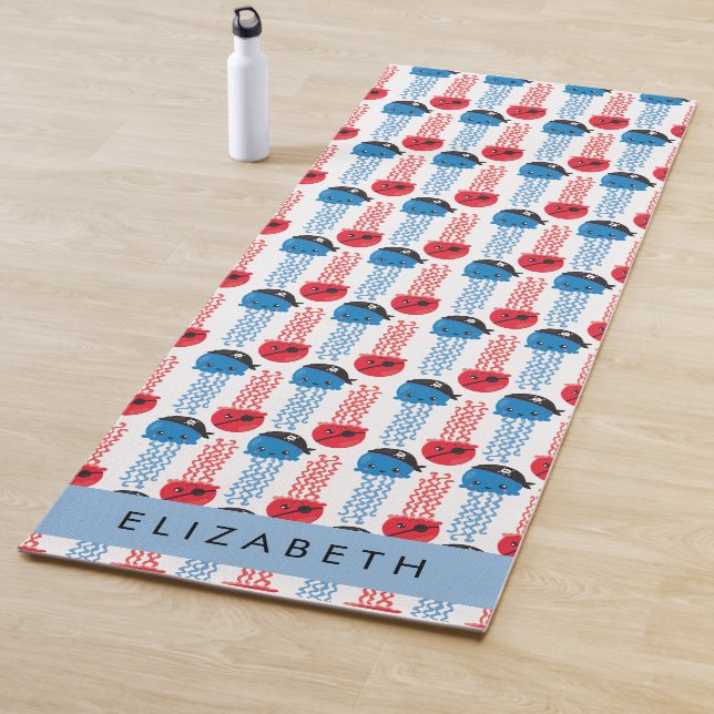 Tapis De Yoga Pirate Jellyfish, Motif de méduses, Votre nom (En situation)