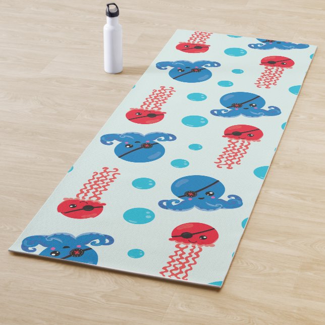 Tapis De Yoga Pirate Octopus, Pirate Jellyfish, Sea Animaux (En situation)