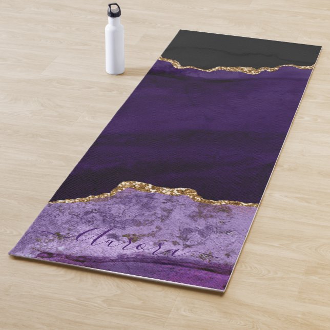 Tapis De Yoga PixDezines Aquarelle Agate, Purple Faux Parties sc (En situation)
