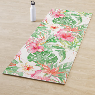 Tapis De Yoga PixDezines Vintage Pastel H2 Floral Foliage Hawaï