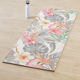 Tapis De Yoga PixDezines Vintage Pastel H2 Hawaii Floral Foliage