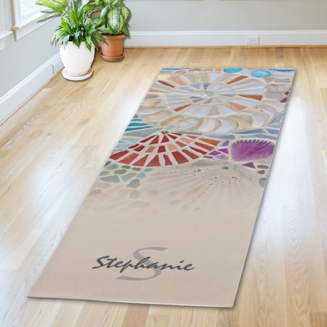Tapis De Yoga Plage à monogramme de nom sur le thème (Créateur téléchargé)