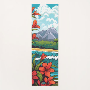 Tapis De Yoga Plage hawaïenne tropicale et Fleurs Yoga Mat
