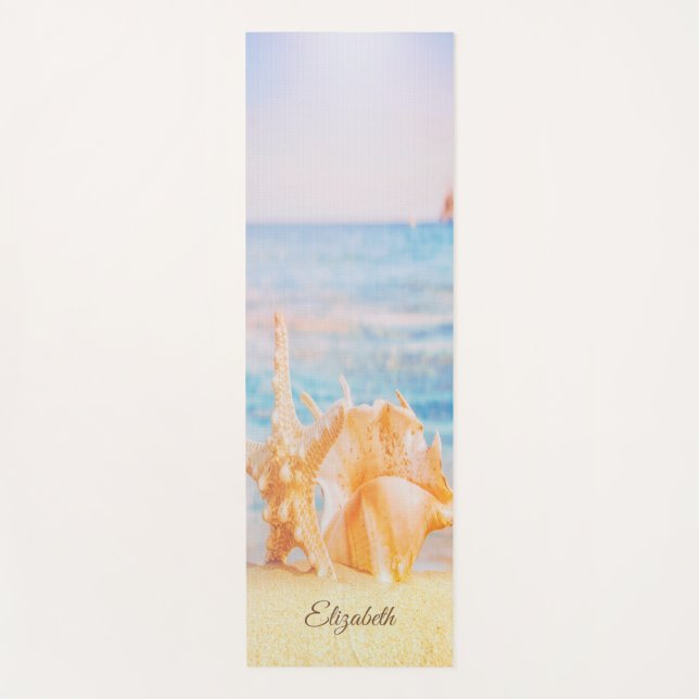 Tapis De Yoga Plage, Sable Coquillage, Étoile de mer (Devant)