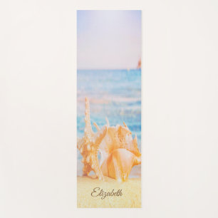Tapis De Yoga Plage tropicale adorable, Sable, Etoile, Coquillag
