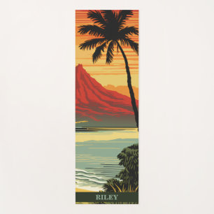 Tapis De Yoga Plage tropicale hawaïenne et palmier Yoga Mat