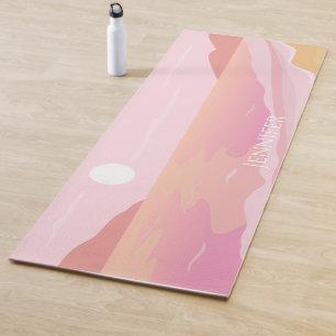 Tapis De Yoga Plage tropicale rose et Terracotta