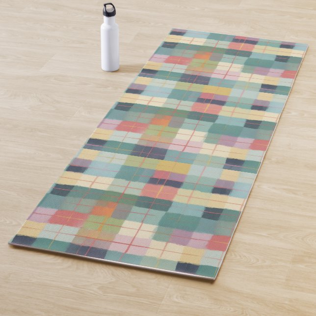 Tapis De Yoga Plaid Pastel souple (En situation)