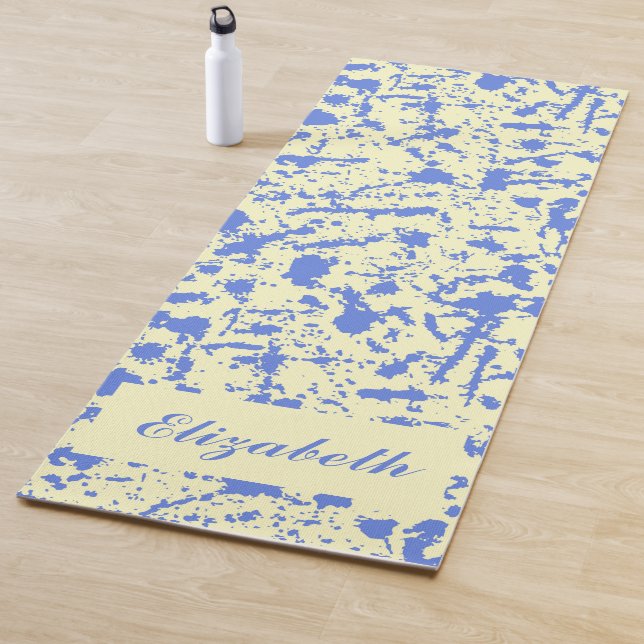 Tapis De Yoga plan de yoga bleu aquarelle (En situation)