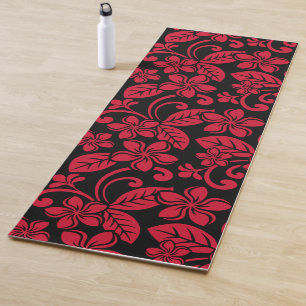 TAPIS DE YOGA PLUMÉRIE DE L'ÎLE (NOIR/ROUGE)