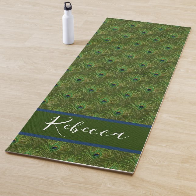 Tapis De Yoga Plumes de paon Monogramme Nom Yoga Mats (En situation)