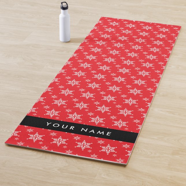 Tapis De Yoga Pneus blancs, Rouge, Votre nom, Personnaliser (En situation)