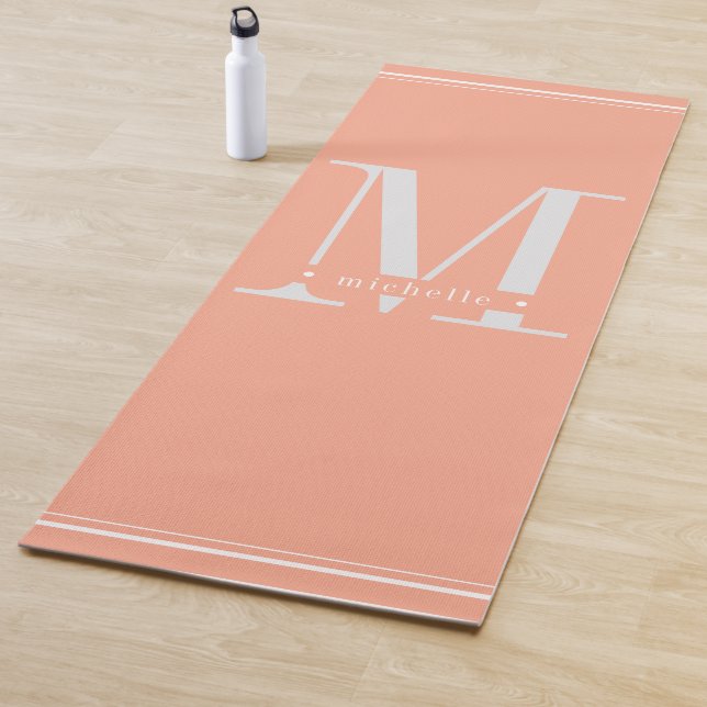 Tapis De Yoga Poche molle minimale et monogramme blanc (En situation)