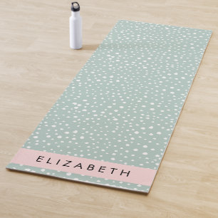 Tapis De Yoga Points Dalmatiens verts, Spots, Votre Nom