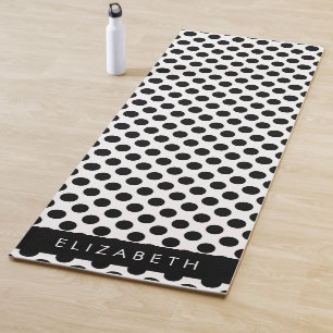 Tapis De Yoga Pois noirs et blancs, pointillés, Votre nom