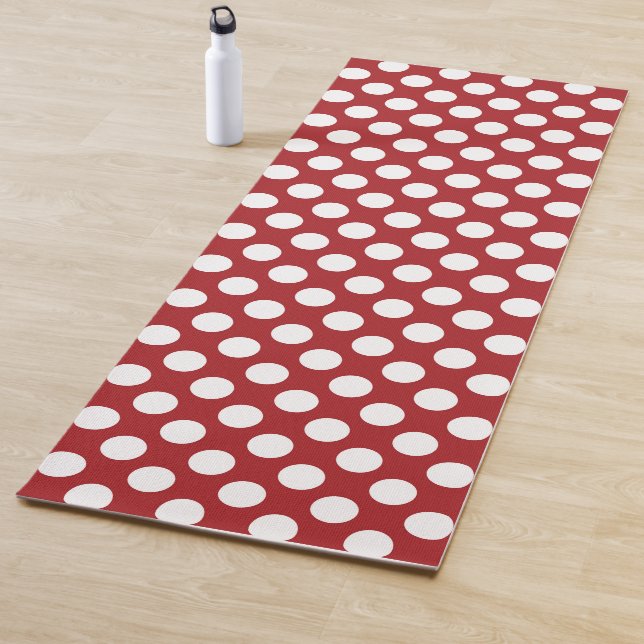 Tapis De Yoga Pois rouges, Motif à points polka, points, pointil (En situation)