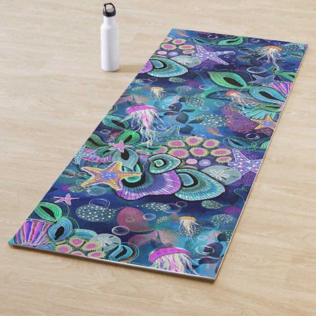 Tapis De Yoga Poisson à la gelée d'Ocean Life (En situation)