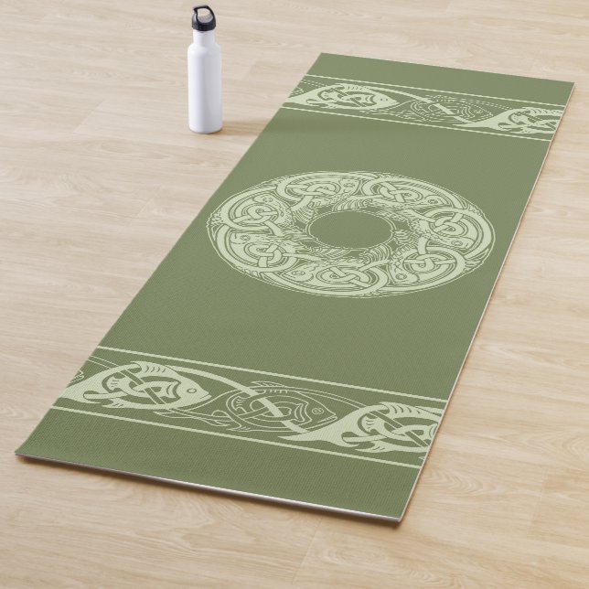 Tapis De Yoga Poisson à nouer celtique en vert (En situation)