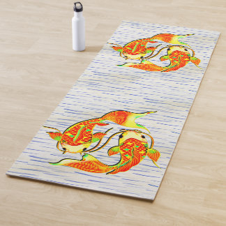 Tapis De Yoga Poisson carpe Koi orange vert sur l'eau