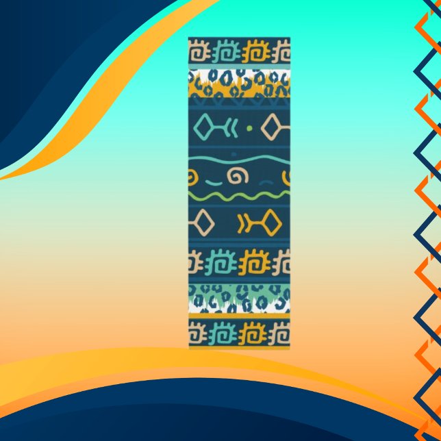 Tapis De Yoga Poisson graphique avec géométrie sur bleu foncé (Créateur téléchargé)