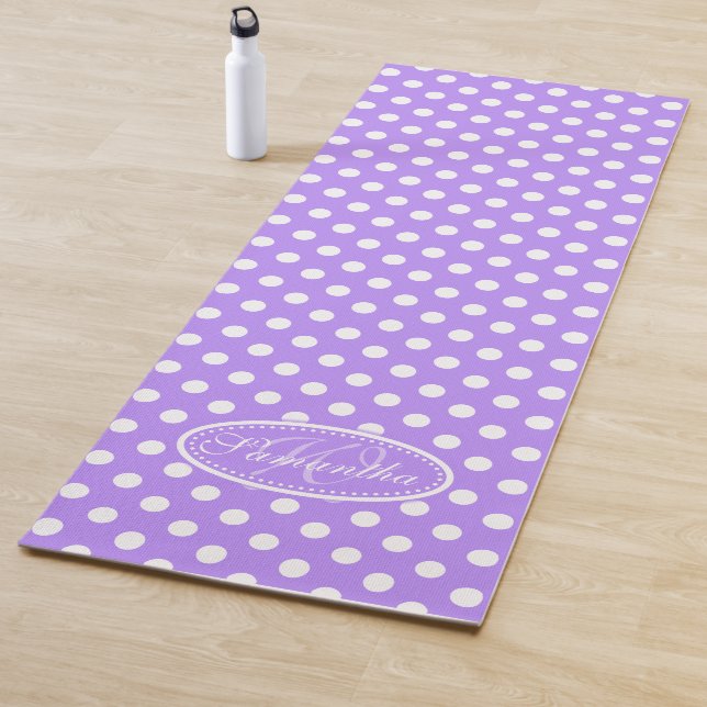 Tapis De Yoga Polka blanc violet mat de yoga dot (En situation)